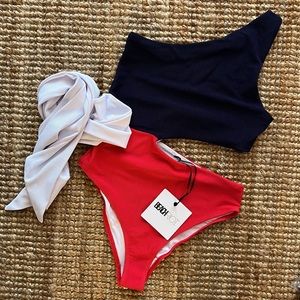 BEACH RIOT Carlie One Piece in Red, White & Blue NWT size M